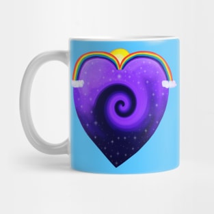 Galaxy Rainbow Solar System Heart Mug